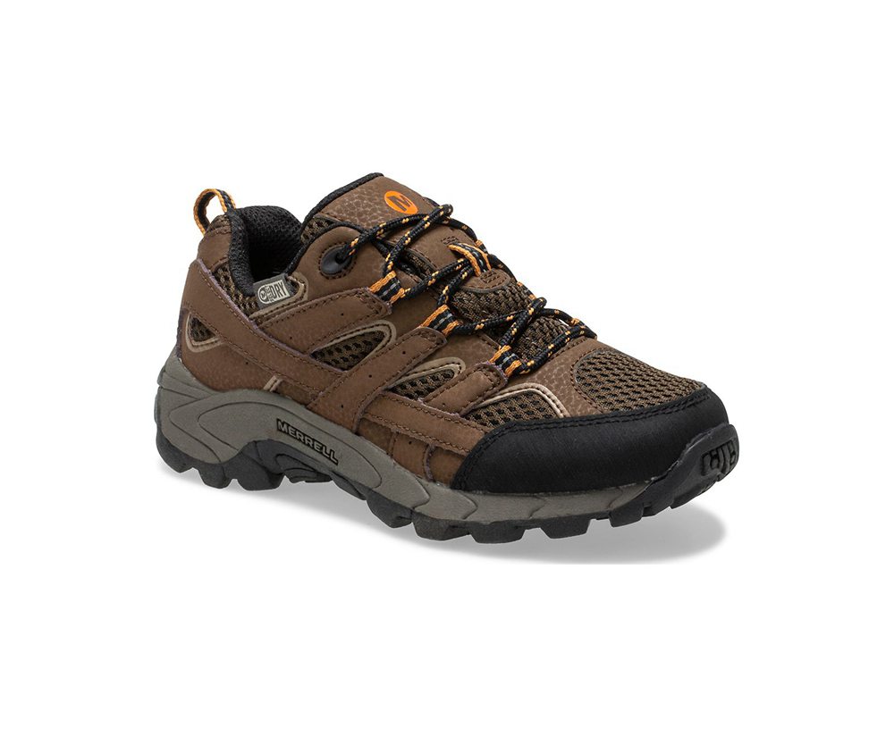 Buty Trekkingowe Merrell Dziecięce Brązowe - Moab 2 Niskie Lace Waterproof Sneaker - 035714-QVW